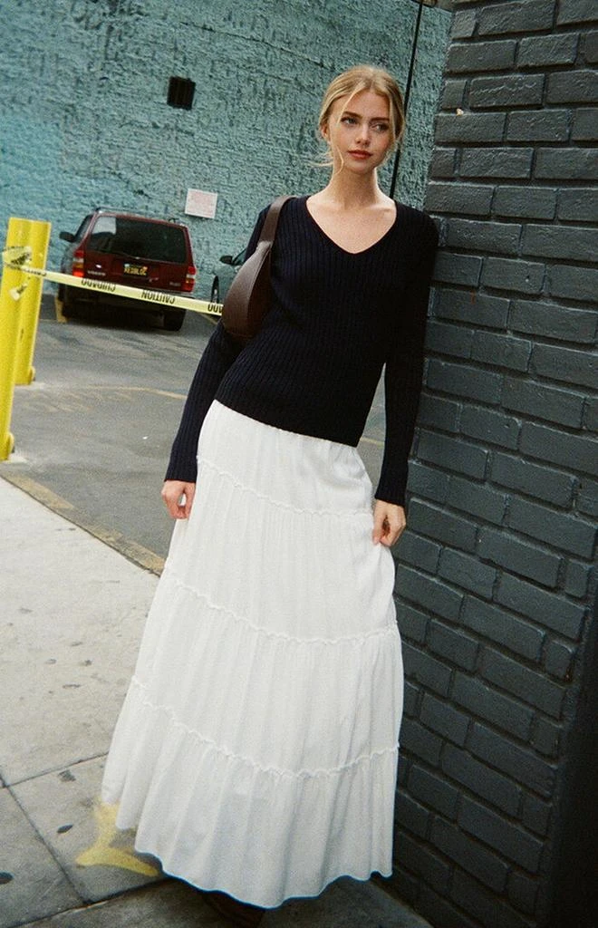 John Galt Blue V-Neck Long Sleeve Sweater 4