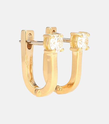 Melissa Kaye Aria U Huggie 18kt gold hoop earrings with diamonds