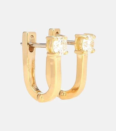 Melissa Kaye Aria U Huggie 18kt gold hoop earrings with diamonds 1