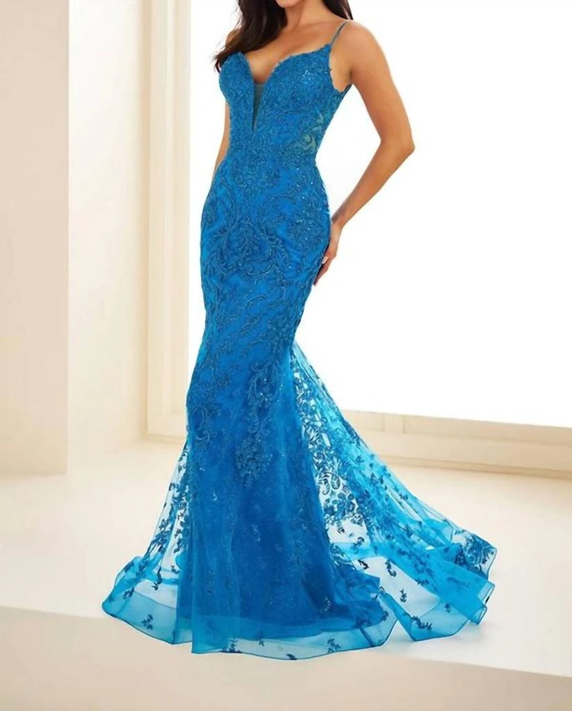chinese dress ladies Jovani 08654 - Metallic Mermaid Evening Gown 16 / Cranberry main image 0