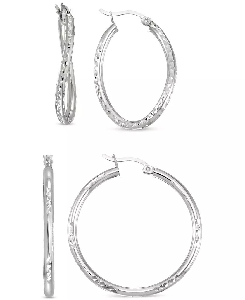 Macy
s 2-Pc. Set Textured Wavy 
Round Hoop Earrings in Sterling Silver