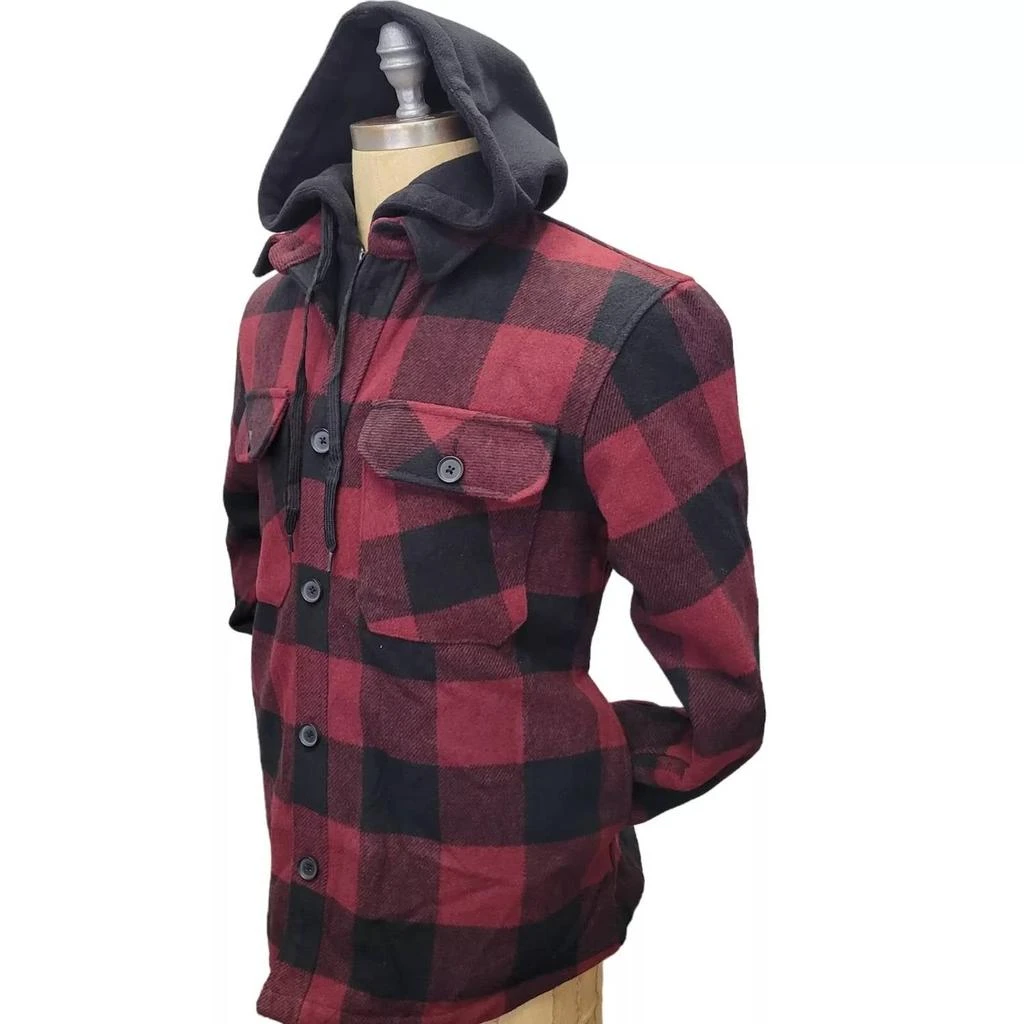 HEDGE Men's Sherpa Plaid Jacket In Red 4