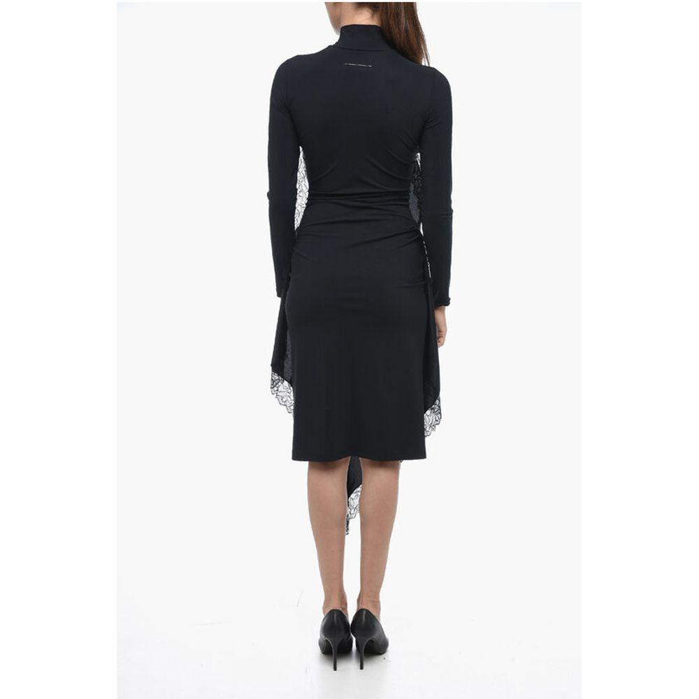 MAISON MARGIELA MM6 Stretch Sheath Dress with Satin and Lace Women's Drape
