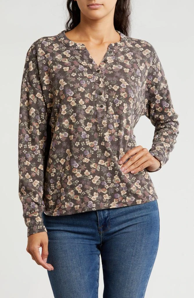 Lucky Brand Floral Long Sleeve Thermal Henley 1
