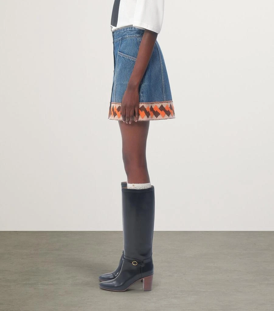Valentino Embroidered Mini Denim Skirt 8