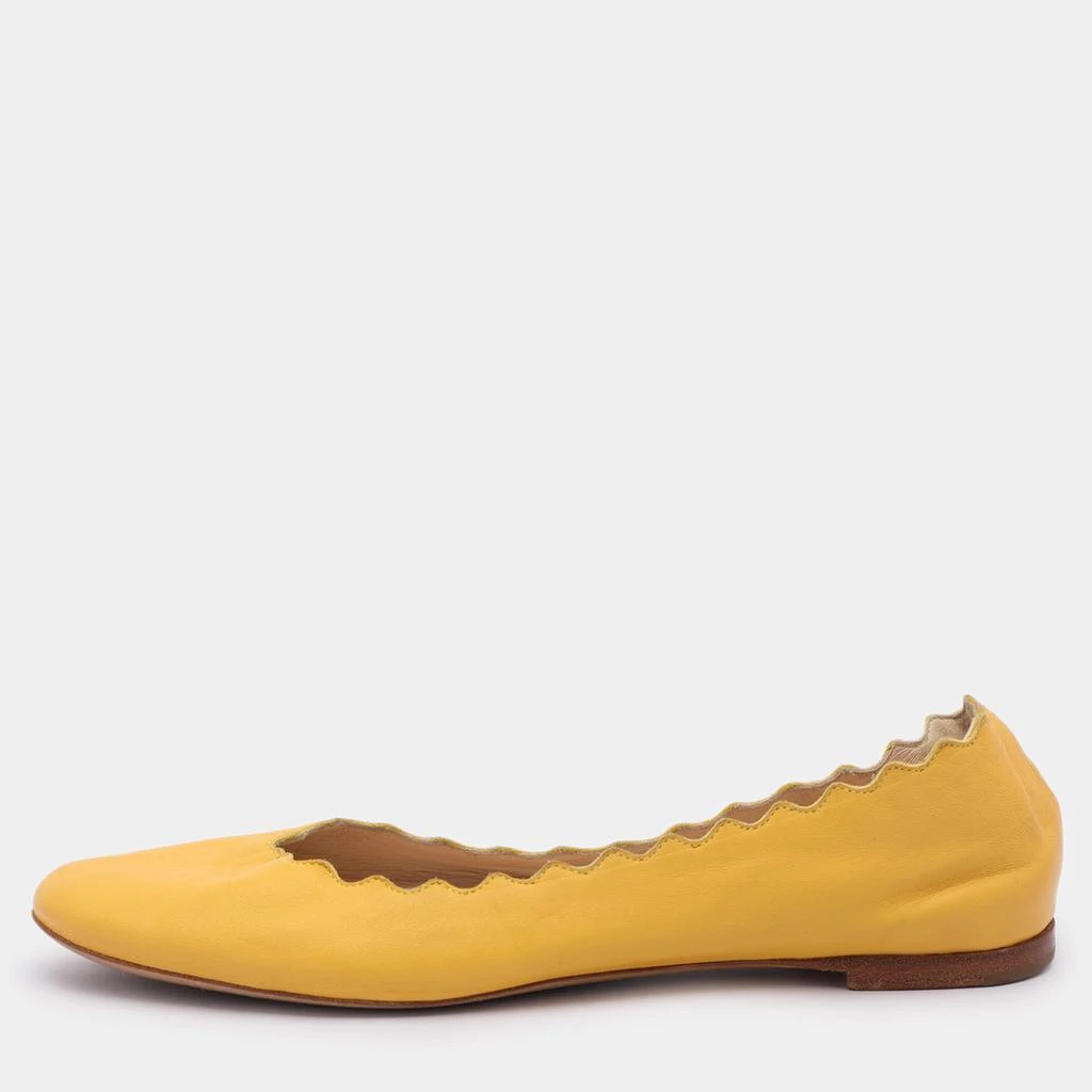 Chloé Chloe Yellow Leather Scalloped Ballet Flats Size 35 1
