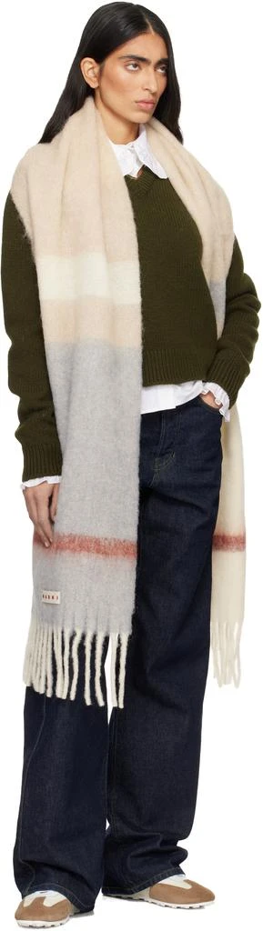 Marni Beige & Gray Striped Alpaca Scarf 3