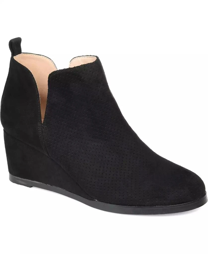 Journee Collection Women's Mylee Perforated Wedge Ankle Booties 1