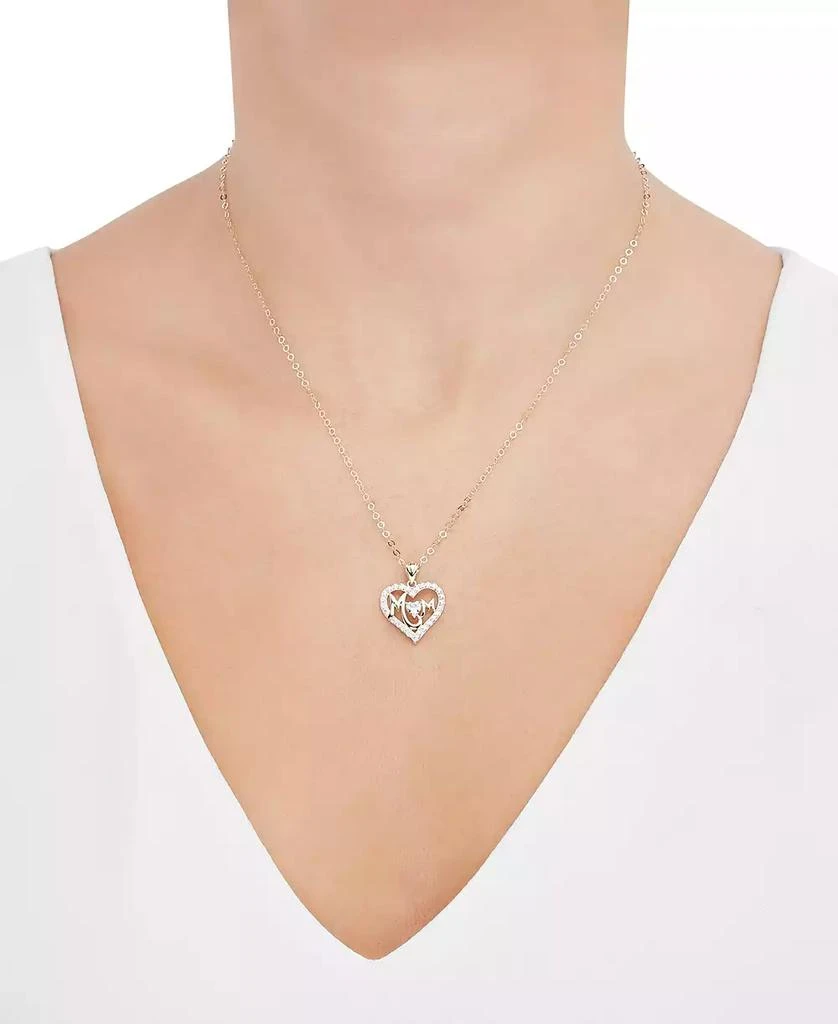Macy's White Cubic Zirconia MOM Heart Pendant Necklace (1 ct. t.w.) in 10K Yellow Gold 4