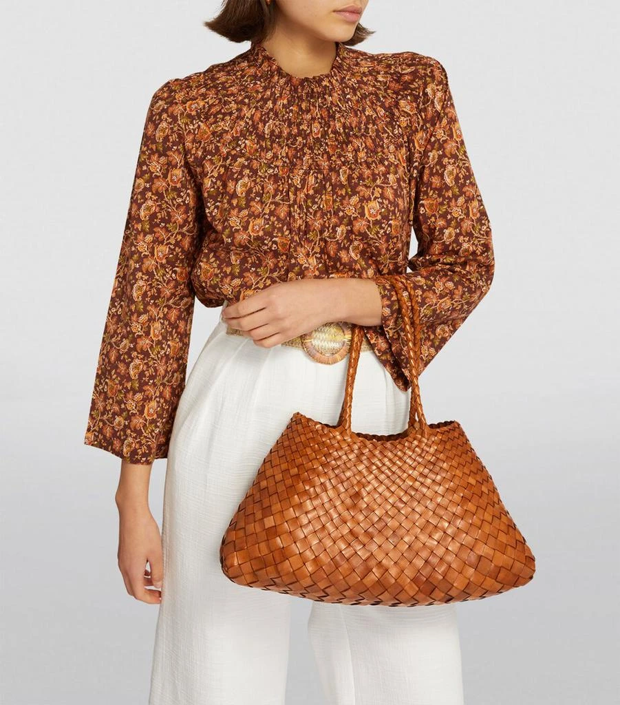 DRAGON DIFFUSION Large Leather Woven Santa Croce Tote Bag 5