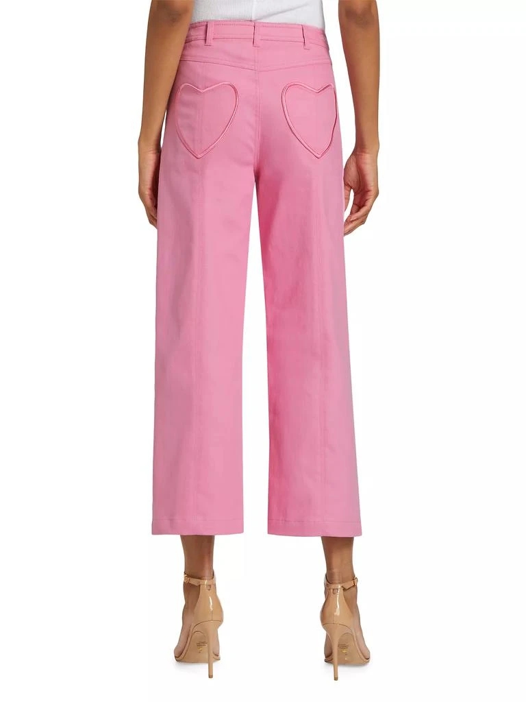 Cinq à Sept Verona Heart-Embroidered Wide Crop Jeans 5