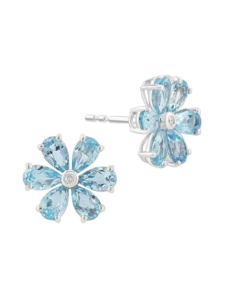 Saks Fifth Avenue Collection 14K White Gold, Aquamarine
0.01 TCW Diamond Flower Stud Earrings 3
