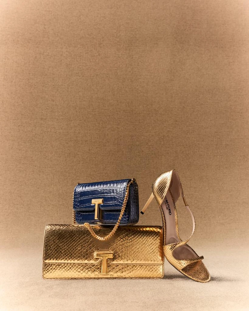 Tom Ford Wallis Metallic Python-Embossed Leather Clutch Bag 2