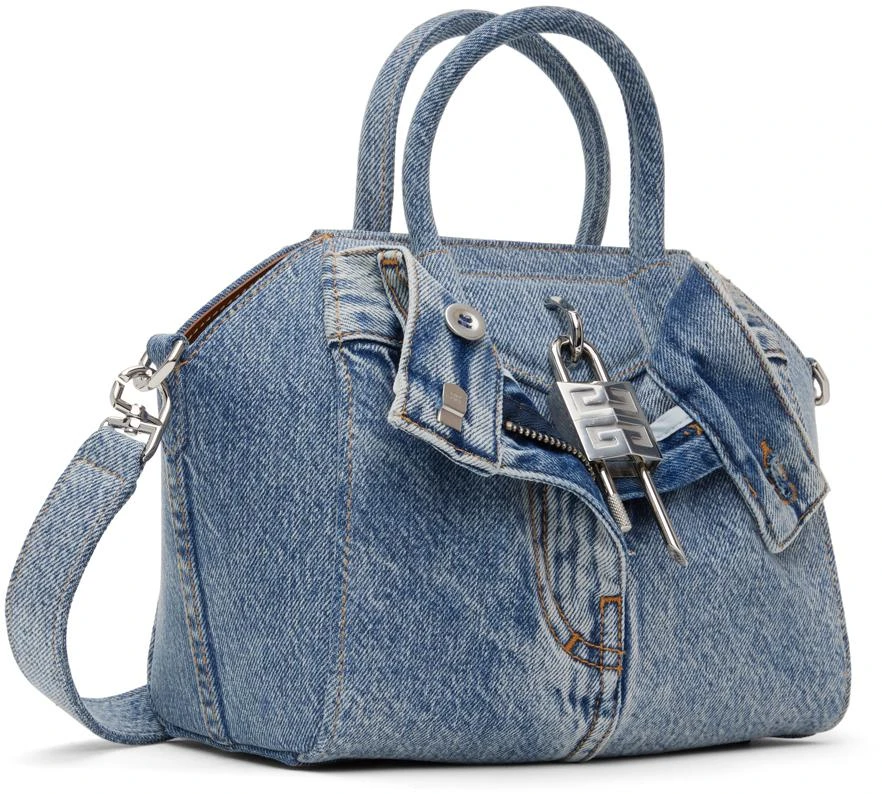 Givenchy Blue Mini Antigona Lock Denim Bag 2