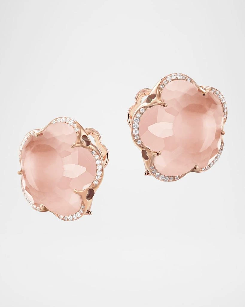 Pasquale Bruni Bon Ton 18K Rose Gold Pink Quartz Earrings with Diamonds