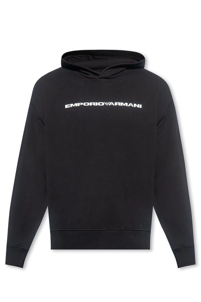 Emporio Armani Emporio Armani Logo Printed Straight Hem Hoodie 1