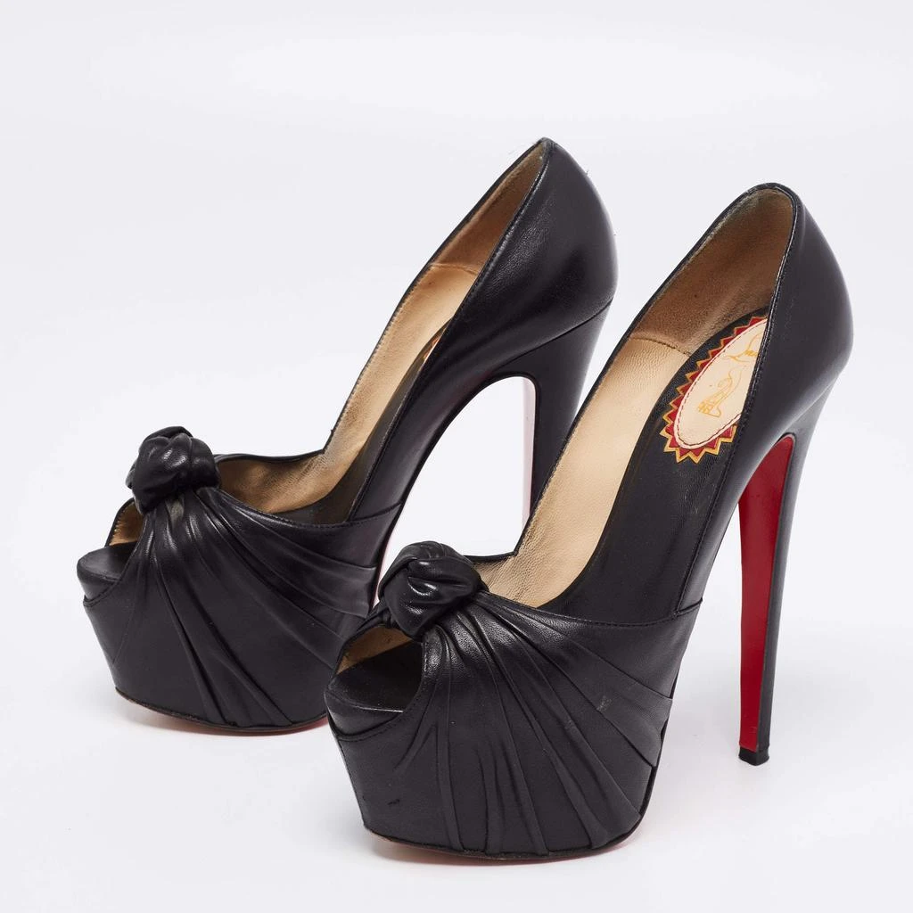 Christian Louboutin Christian Louboutin Black Leather Lady Gres Knotted 20th Anniversary Peep-Toe Platform Pumps Size 37 2