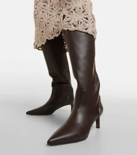 Brunello Cucinelli Embellished leather knee-high boots 4