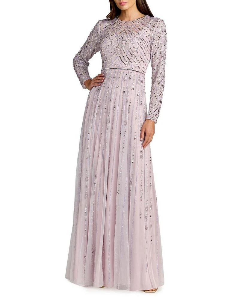 Mac Duggal Hand Embellished Long Sleeve A-Line Gown 1