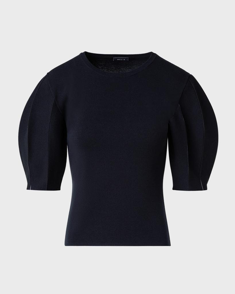 Akris Silk Cotton Knit with Volume Puff Sleeves