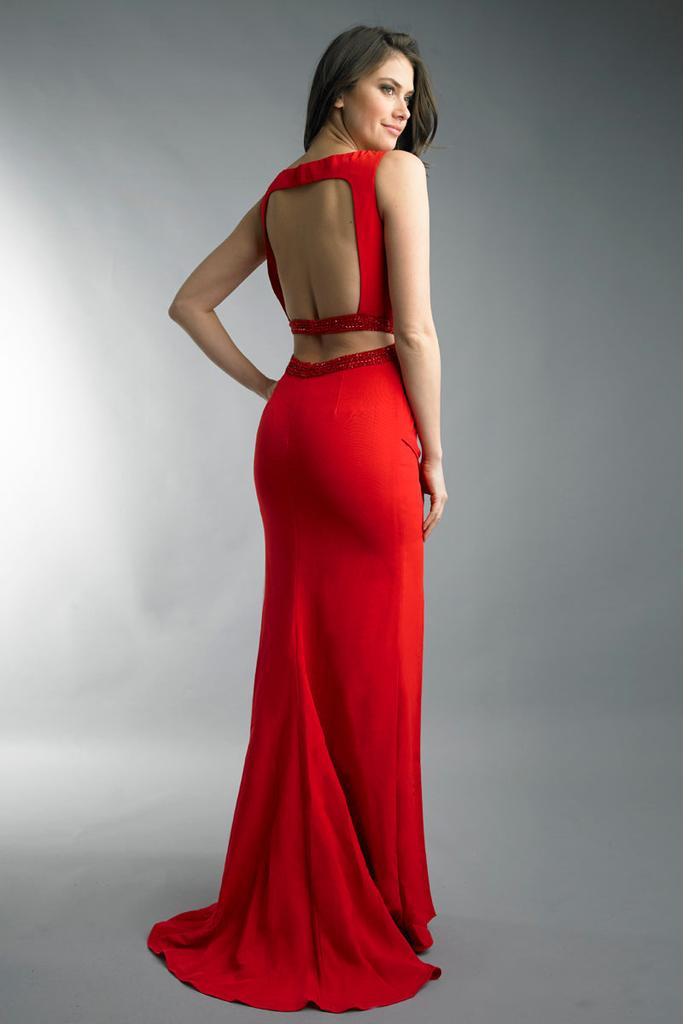 Basix Black Label Sleeveless Evening Dress With Side Slit