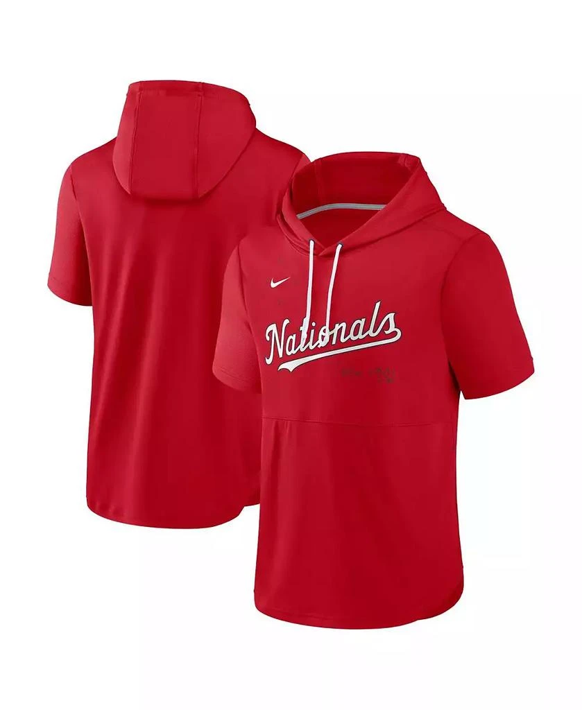 NIKE Men's Red Washington Nationals Springer Short Sleeve Team Pullover Hoodie 1