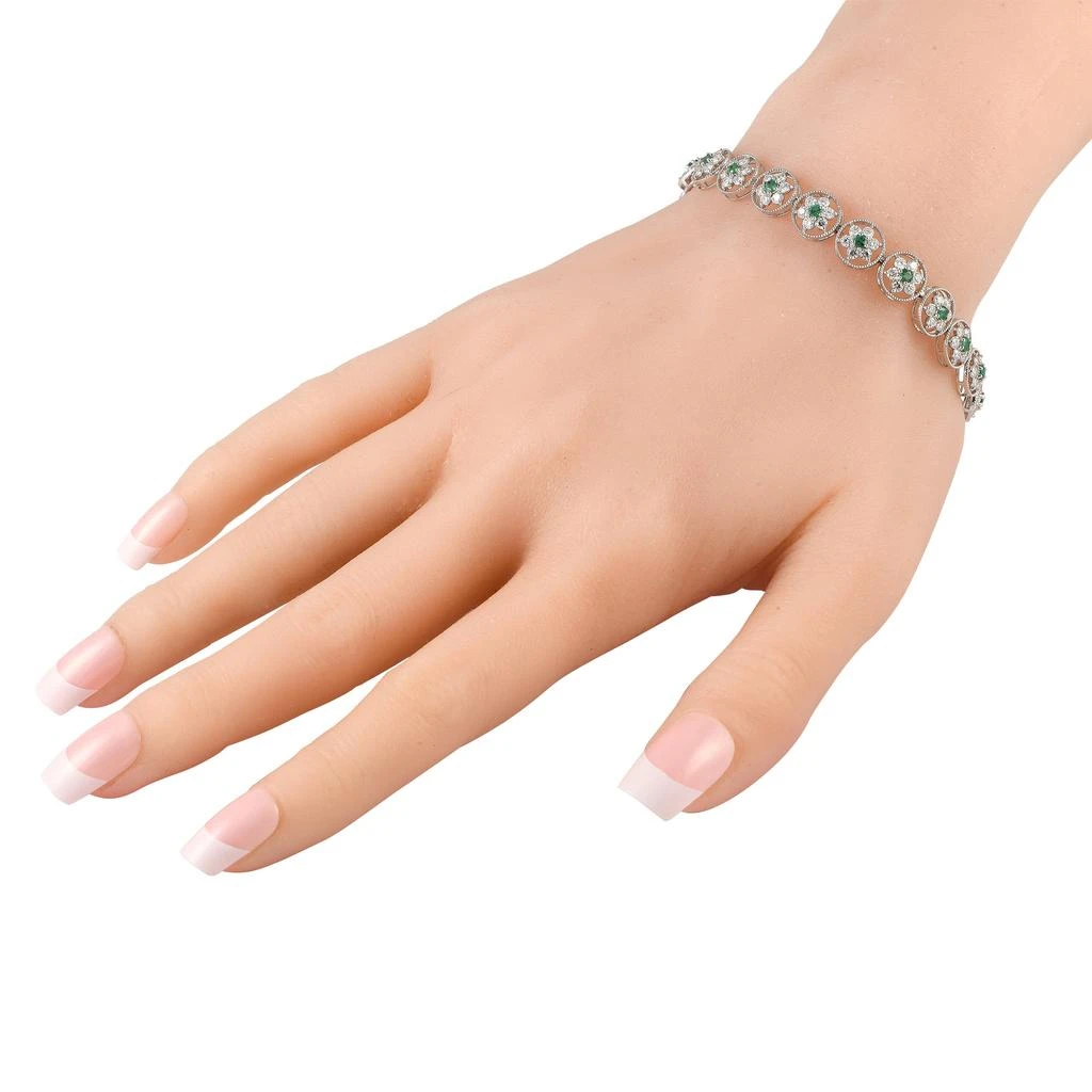 Non Branded LB Exclusive Platinum 3.55ct Diamond and Emerald Bracelet MF10-103023 2