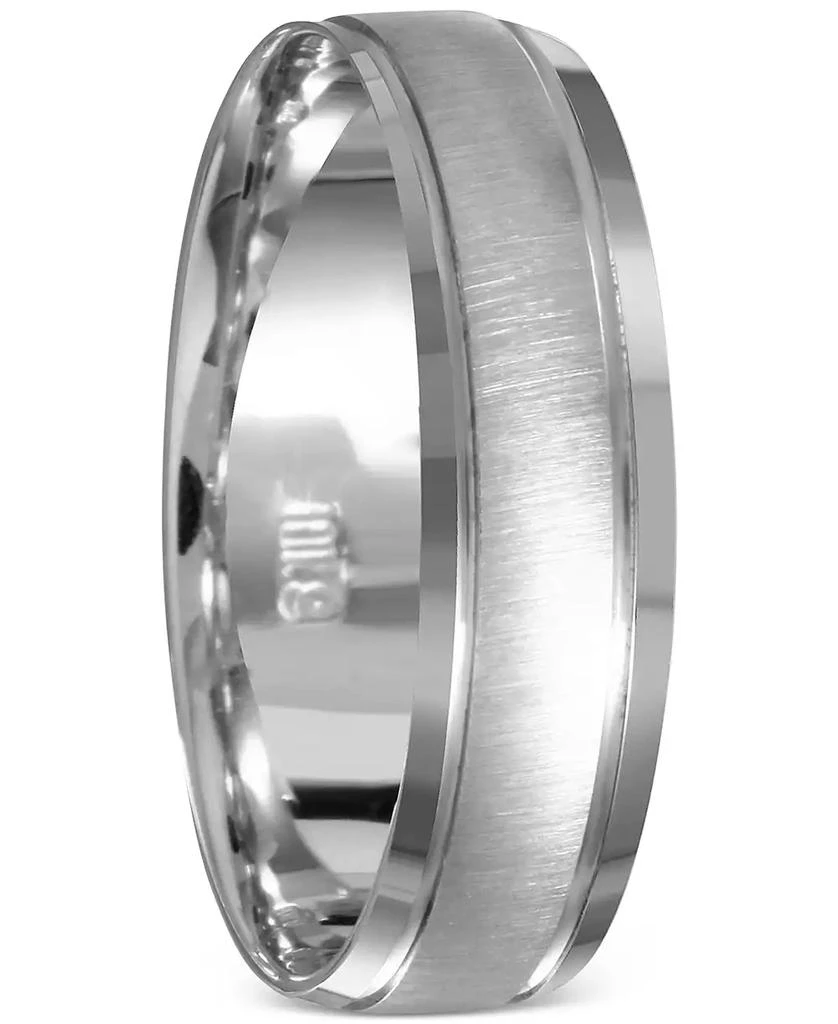 Macy
s Men
s Beveled Edge Satin Finish Comfort Fit Wedding Band in 14k White Gold 2