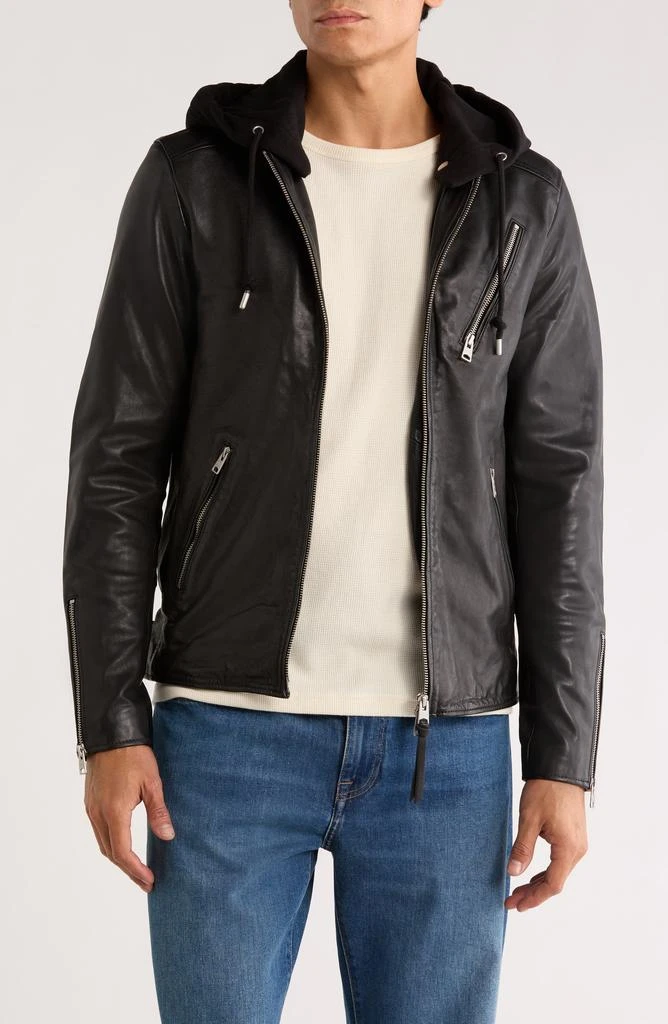 ALL SAINTS Harwood Hooded Leather Jacket