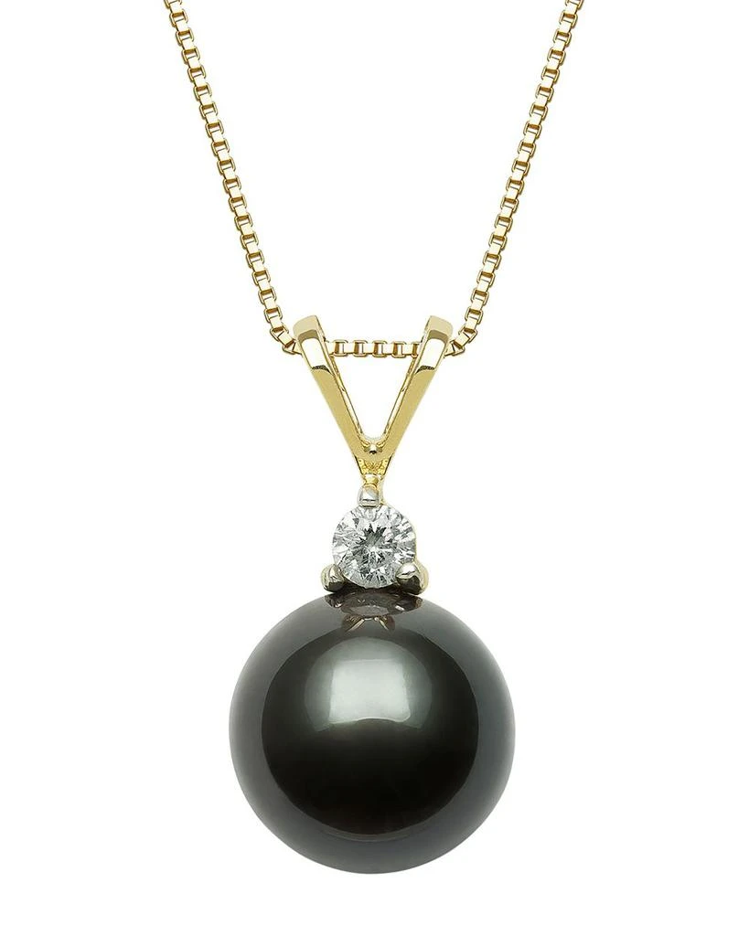 Bloomingdale's Fine Collection Tahitian Black Cultured Pearl & Diamond Pendant Necklace in 14K Yellow Gold, 18" - Exclusive 5