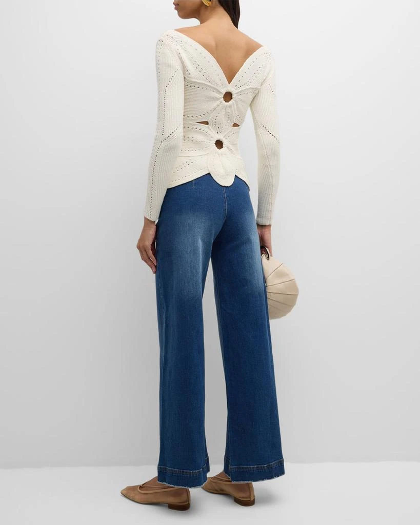 Cult Gaia Sydney Belted Grommet Wide-Leg Denim Pants 4