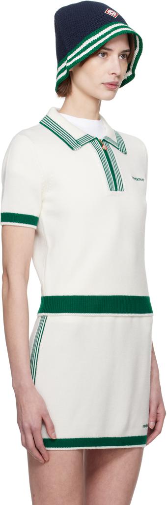 Casablanca Off-White & Green Knit Tennis Polo