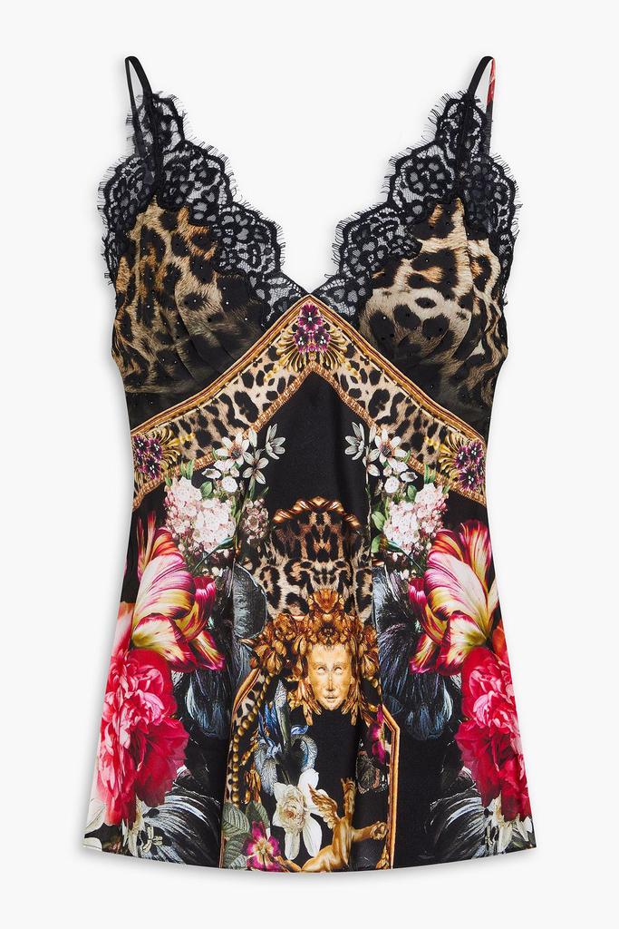 Camilla Crystal-embellished printed silk crepe de chine camisole