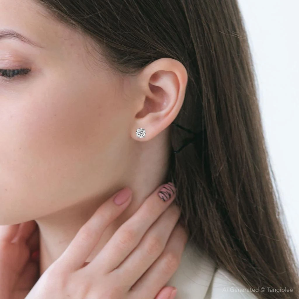 Pompeii3 2 1/4 Ct T.W. Round Cut Diamond Studs Lab Grown 14k White Gold 5