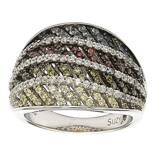 Suzy Levian Sterling Silver Cubic Zirconia Multi-Color Pave Ring 5