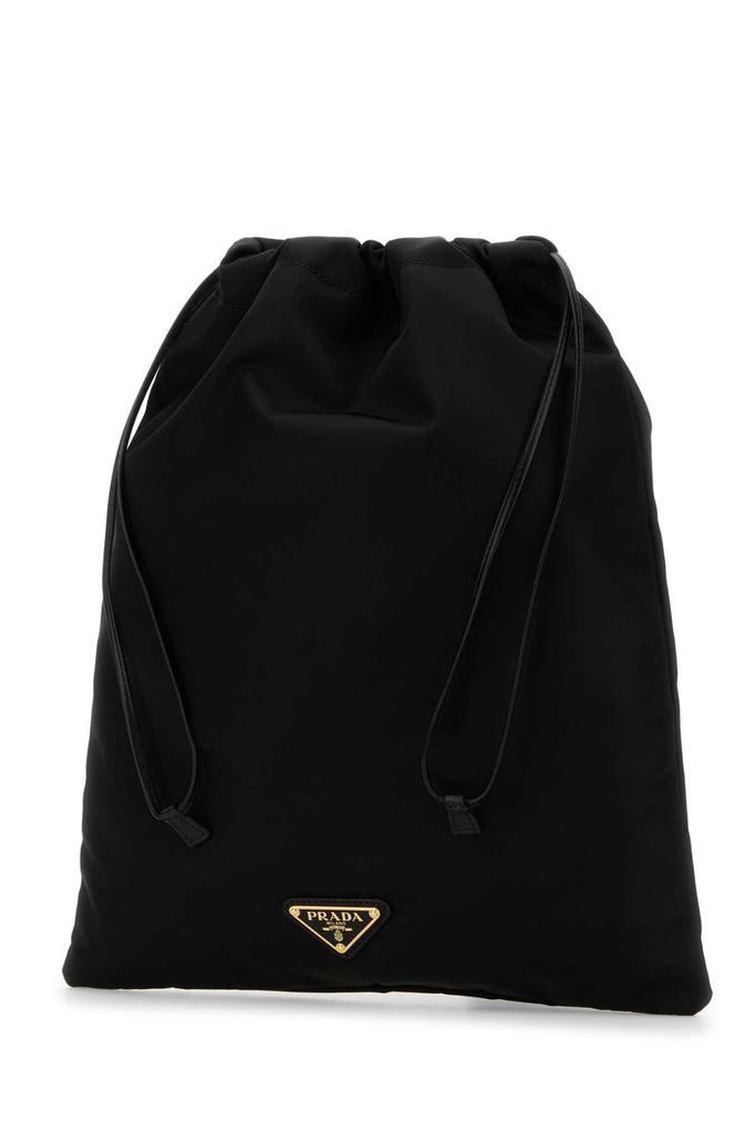 Prada Prada Logo Plaque Drawstring Clutch Bag - Handbags