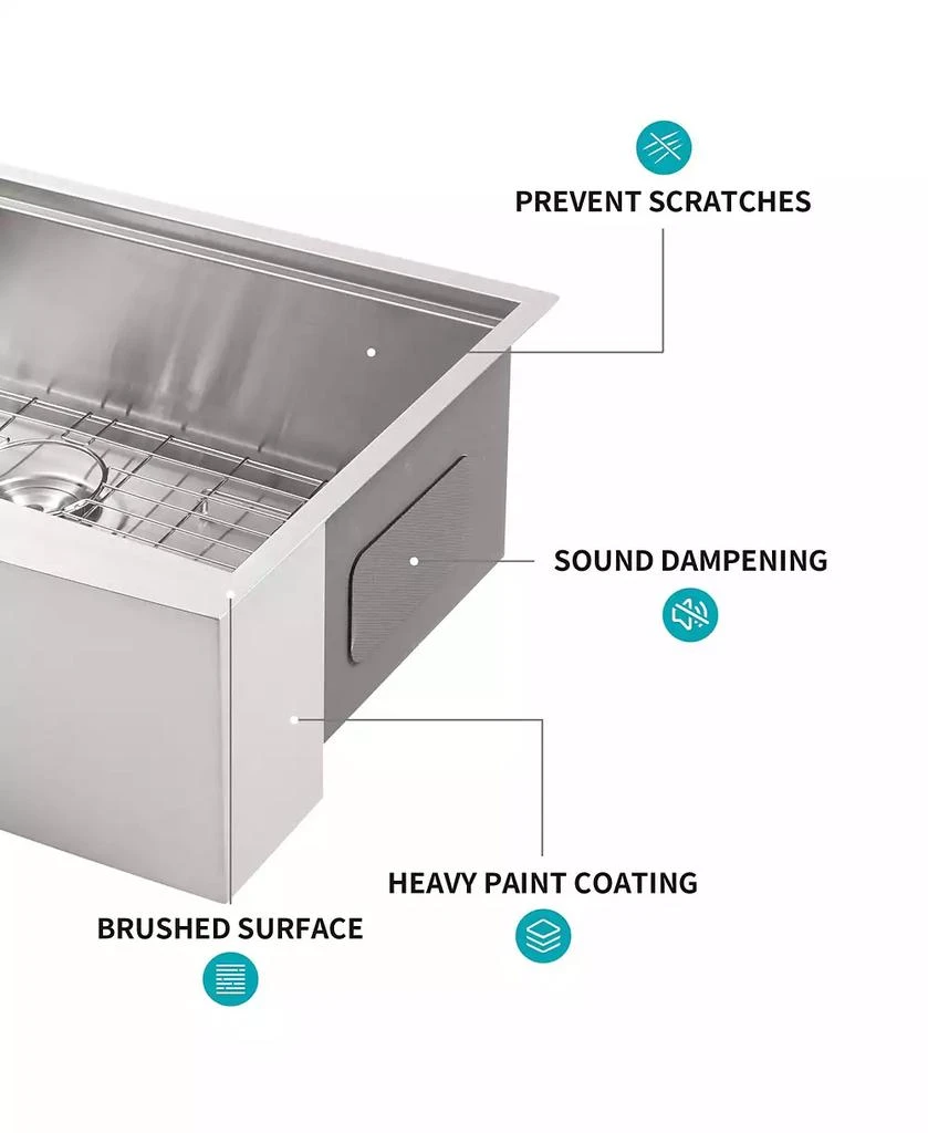 Flynama 30x22x10inch Stainless Steel Farmhouse Kitchen Sink Workstation Apron Front 16 Gauge 5