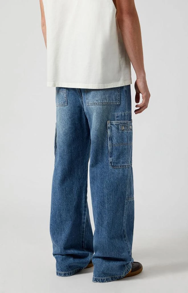 PacSun Medium Indigo Extreme Baggy Cargo Jeans 4