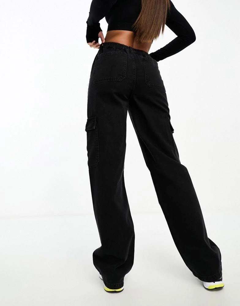 ASOS ASOS DESIGN Tall cargo jean in washed black 4