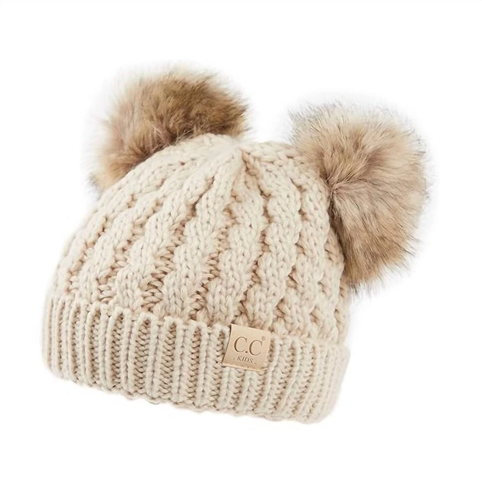 C.C BEANIE C.C Beanie - Kids Double Fur Pom Beanie 2