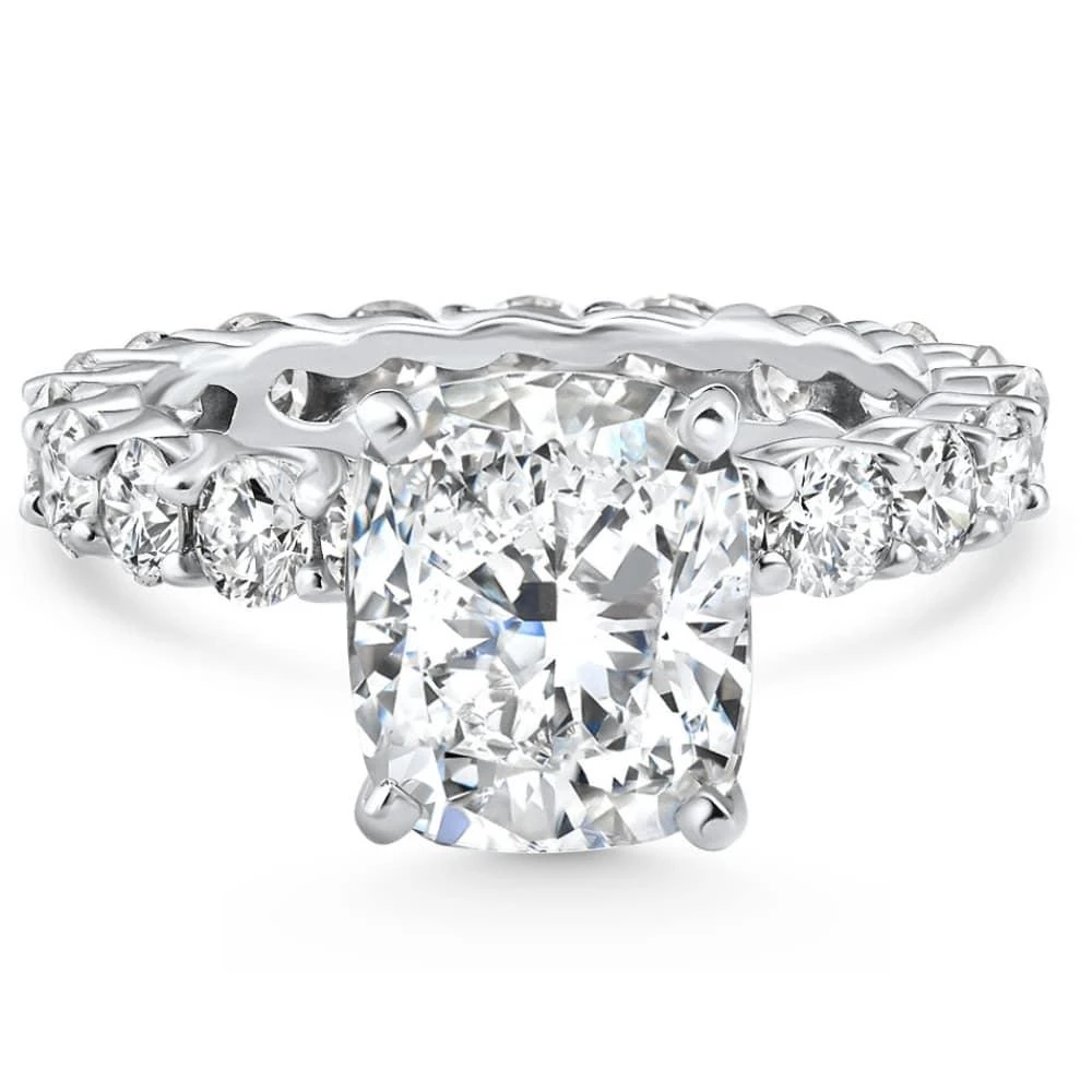 Pompeii3 Certified 7.90Ct Cushion Diamond Engagement Eternity Ring Gold Lab Grown Size: 7
