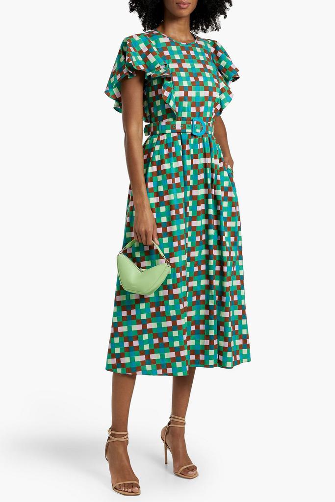 Diane von Furstenberg Damon belted checked cotton-blend poplin midi dress