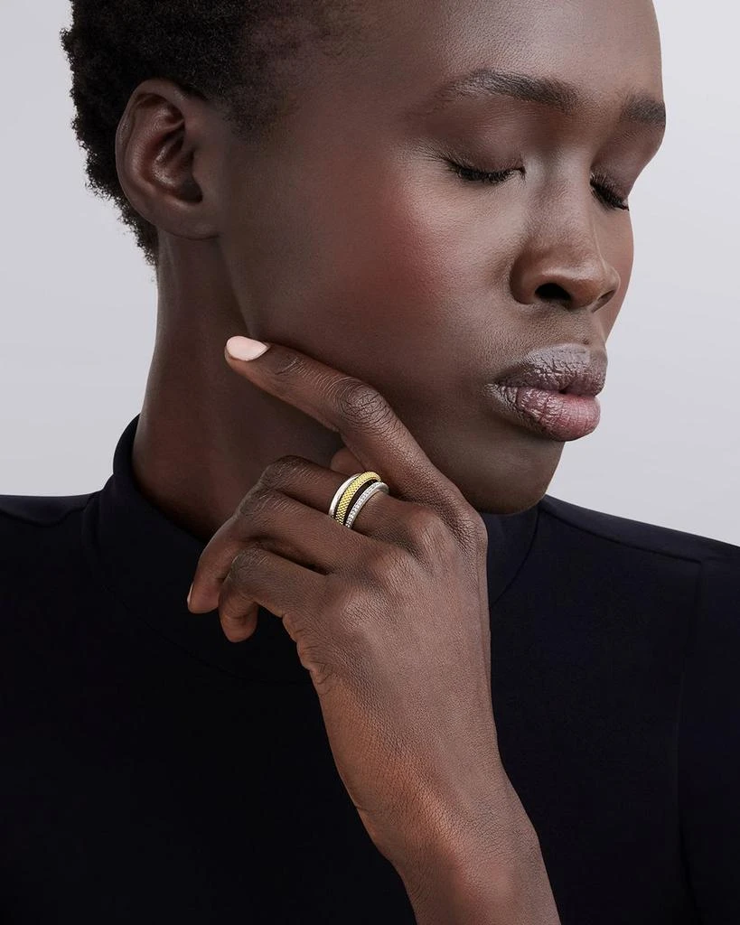 LAGOS Two Tone Caviar Lux Three Row Diamond Ring, 0.135 tcw 2