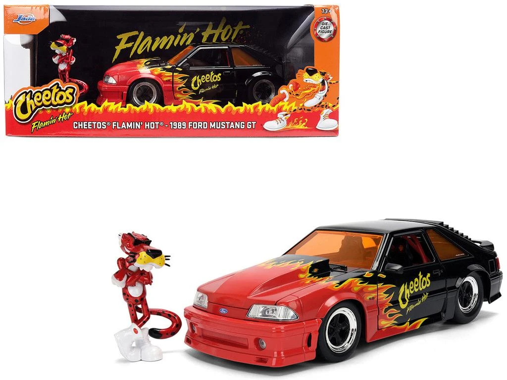 Jada 1989 Ford Mustang GT Black Red Flame Graphics with Chester Cheetah Cheetos Flamin
 Hot 1/24 Diecast by