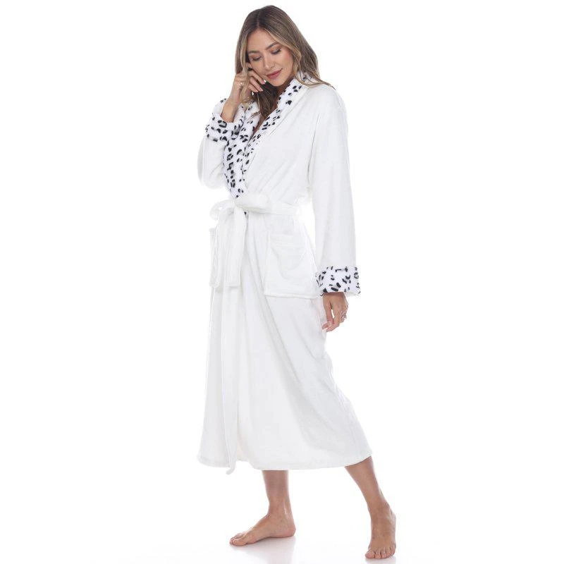 White Mark Plus Size Leopard Print Cozy Lounge Robe 2