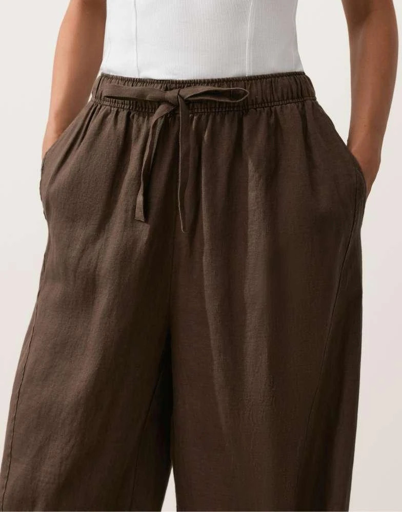 OYSHO OYSHO 100% linen balloon trousers in brown 4