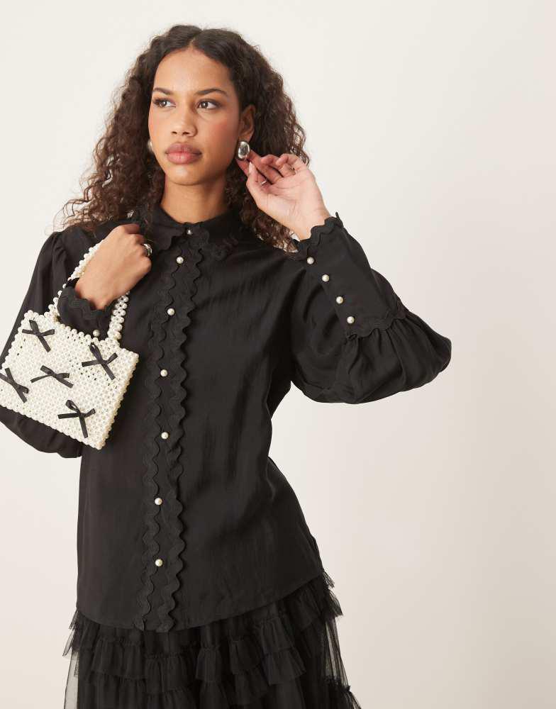 Shop Sister Jane Chicory blouse in sheer organza in light
