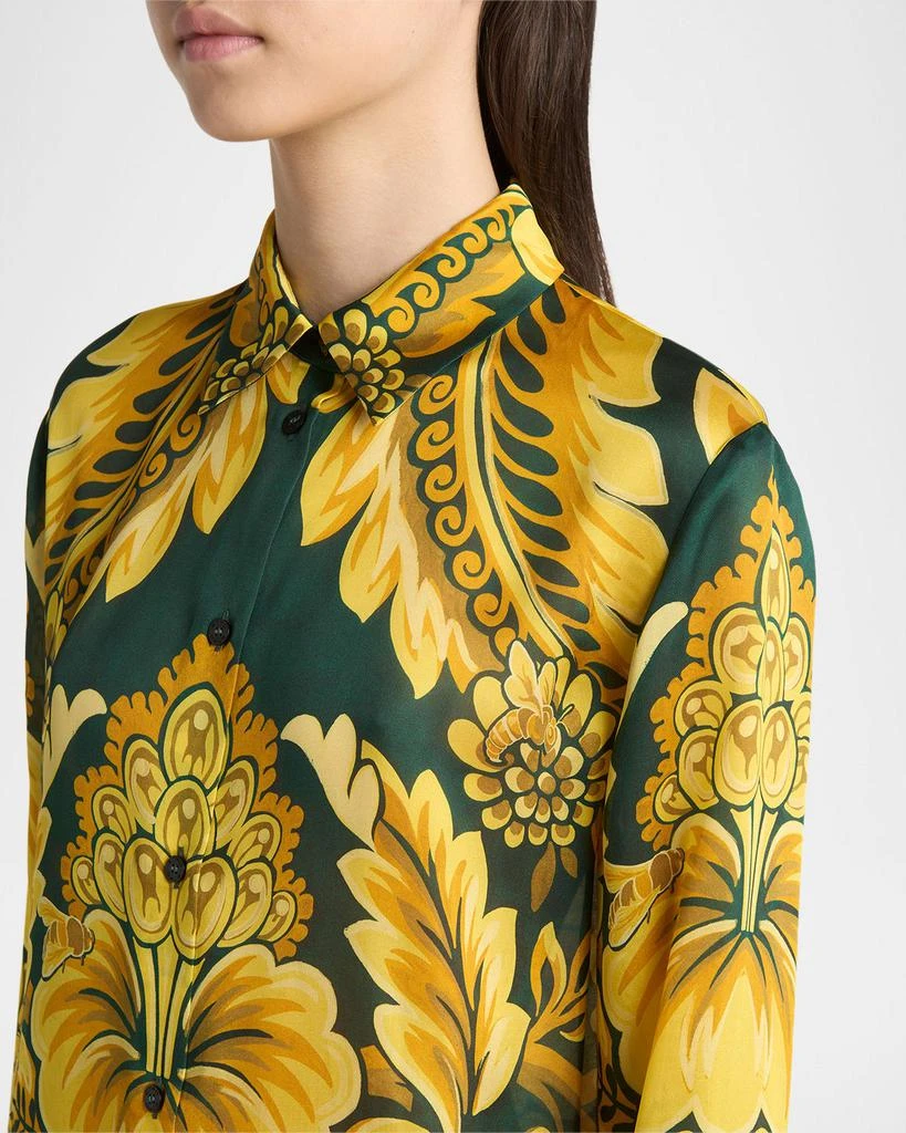 ETRO Flowers and Bees Silk Button-Front Blouse 5