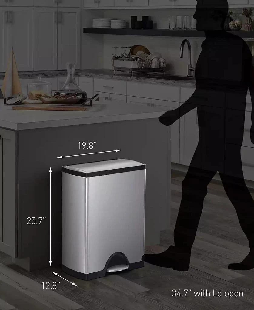 simplehuman 46-Liter Brushed Stainless Steel Dual Recycler Step Trash Can 5