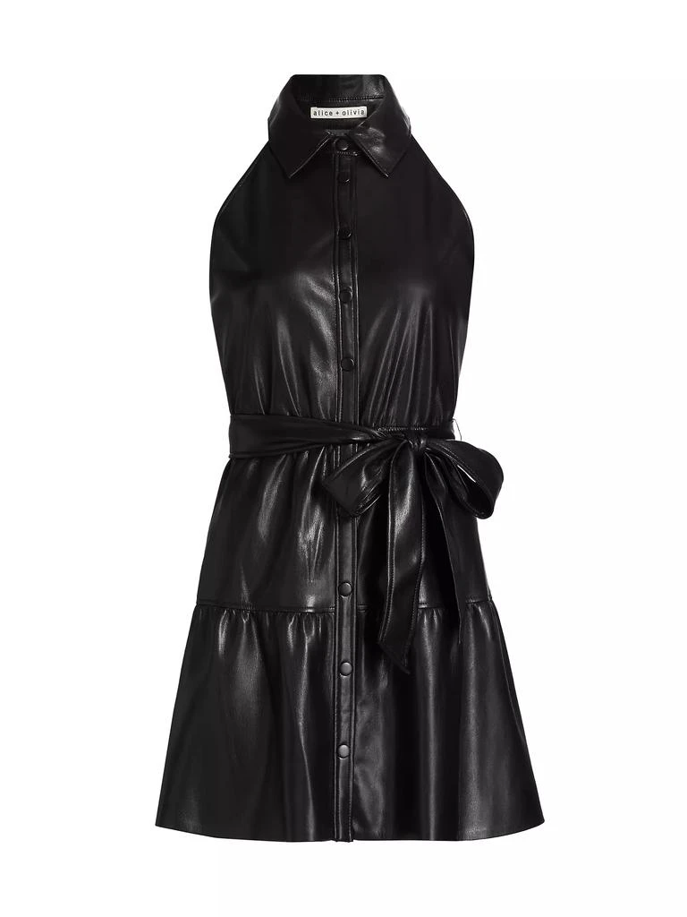 Alice + Olivia Miranda Faux Leather Tie-Waist Minidress 1